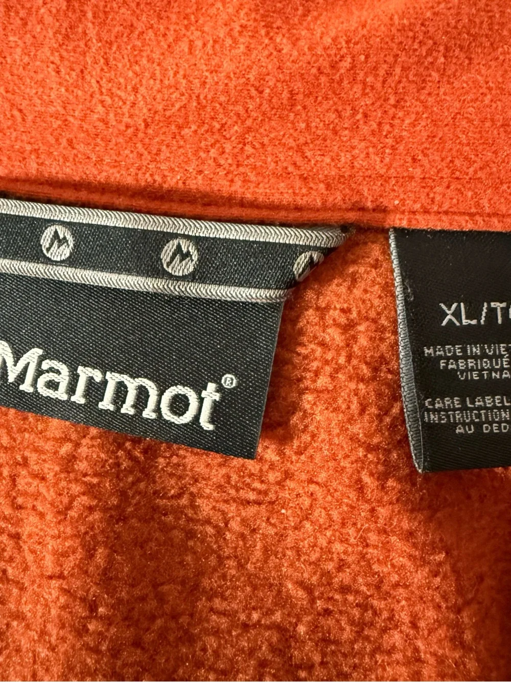 Marmot Sweater Mens Sz XL Orange 1/4 Zip Fleece Long Sleeve Outdoors Hiking